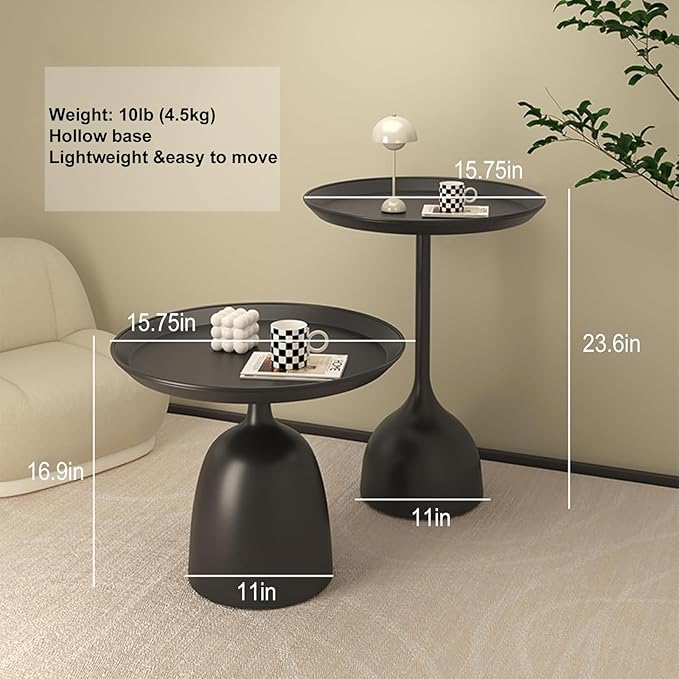 Side Coffee Table Set, Living Room Small Round End Table, Metal Nesting Tables - Image 2
