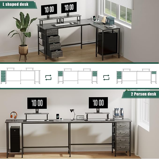 59 inch L Shaped Computer Desk - Image 6