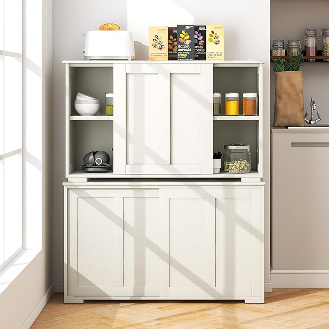 Costzon Sideboard Buffet Cabinet of 2, Wooden Kitchen Storage Cabinet - Image 2
