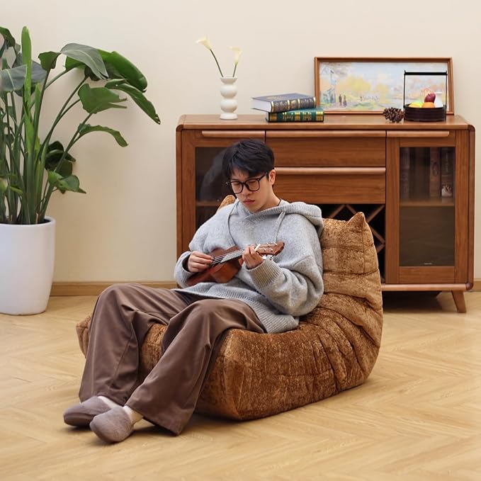 N&V Fireside Chair, Mid Century Armless Floor Sofa, Soft Premium Chenille Floor - Image 3