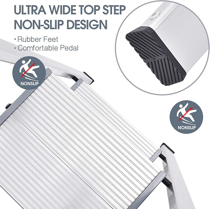 KINGRACK Aluminium 2 Step Ladder, Lightweight Step Stool - Image 4