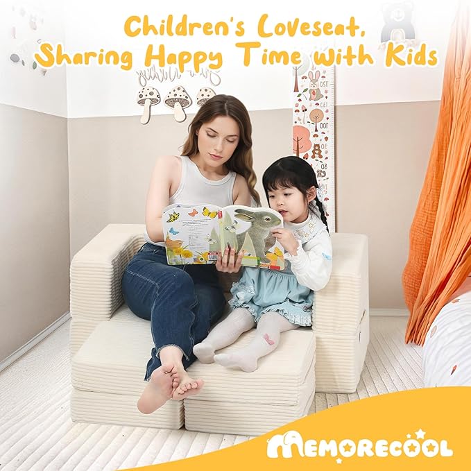 MeMoreCool Modular Kids Couch, Corduroy Play Toddler Couch - Image 4