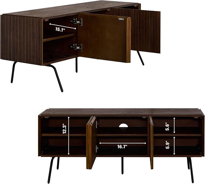 NTC Veil TV Stand with 3 Doors for TVs up to 60’’, Media Console with Vertical - Image 3