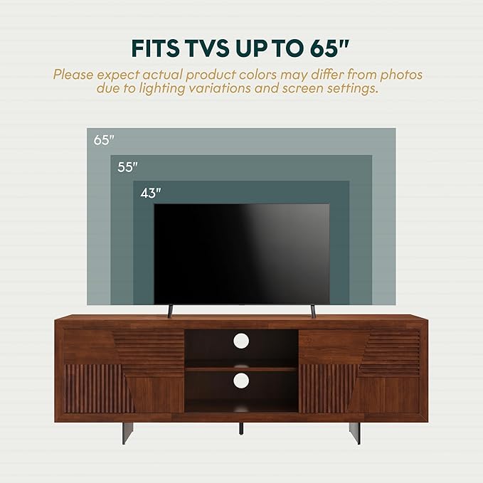 Bme Trapeze TV Stand for Living Room – Wooden Media Console - Image 3