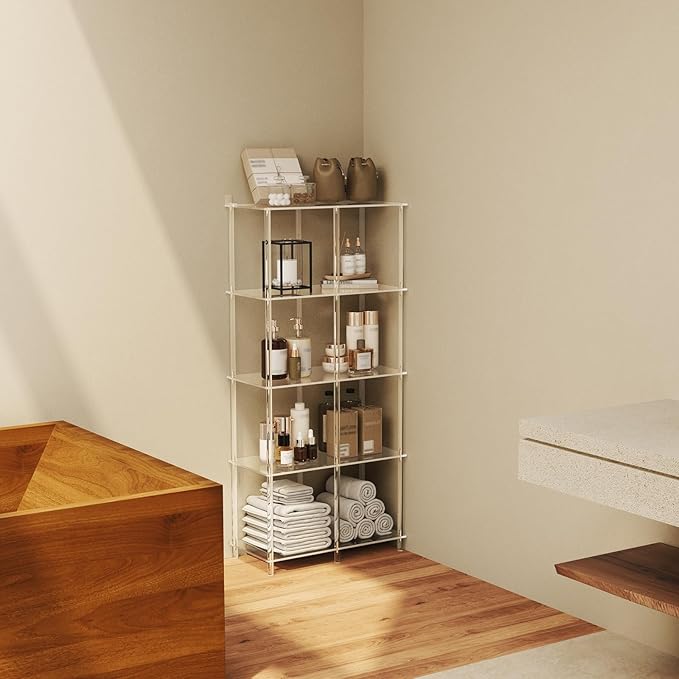5-Tier Acrylic Bookshelf with 8 Cube Storage, 50.8" H, Easy Assembly - Image 7