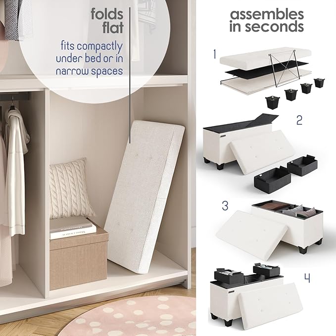 STORAGEBUD Storage Ottoman Bench - Image 6