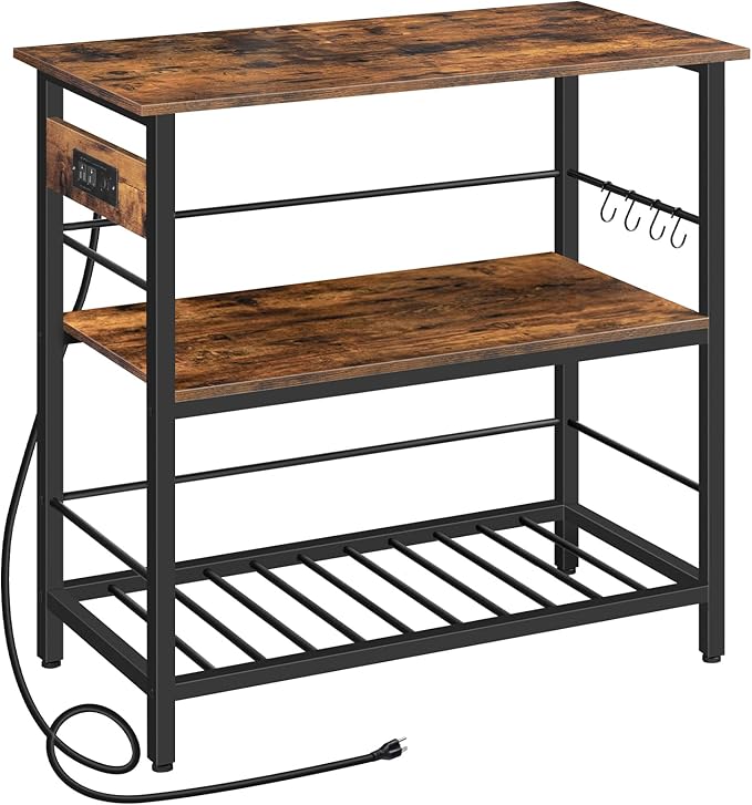 HOOBRO Kitchen Island with Storage, Kitchen Island Table with Power Outlet by HOOBRO