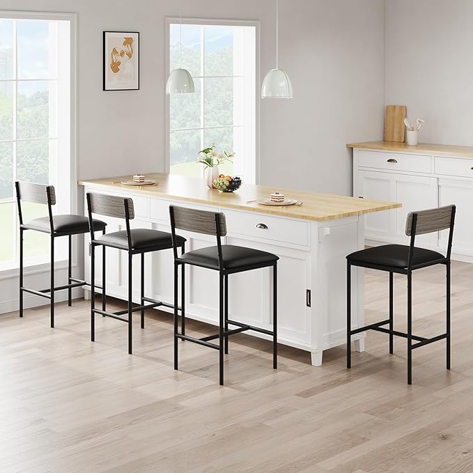 GarveeHome Bar Stools Set of 2, Upholstered Height Bar Stools - Image 4