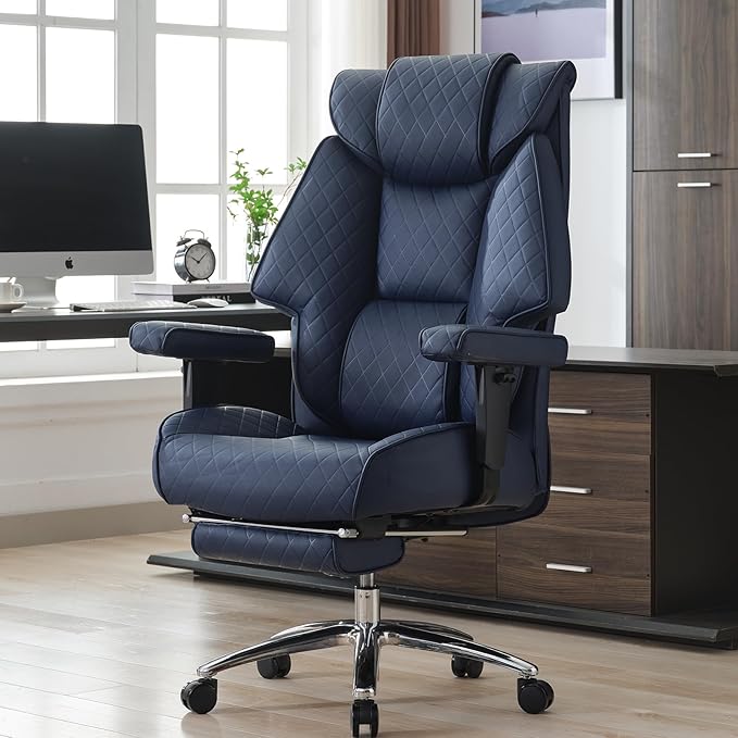 Big and Tall Office Chair with Footrest, PU Leather High Back Executive Office by EXCEBETOFFICECHAIR