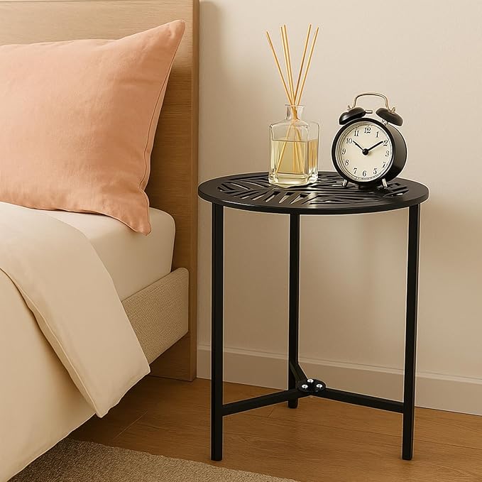 2 Packs 13" Metal Outdoor Side Tables Small Black Outside End Table - Image 2