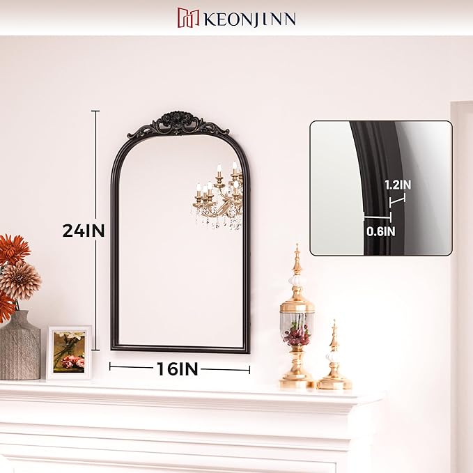 Keonjinn Black Vintage Arched Mirror - Image 4