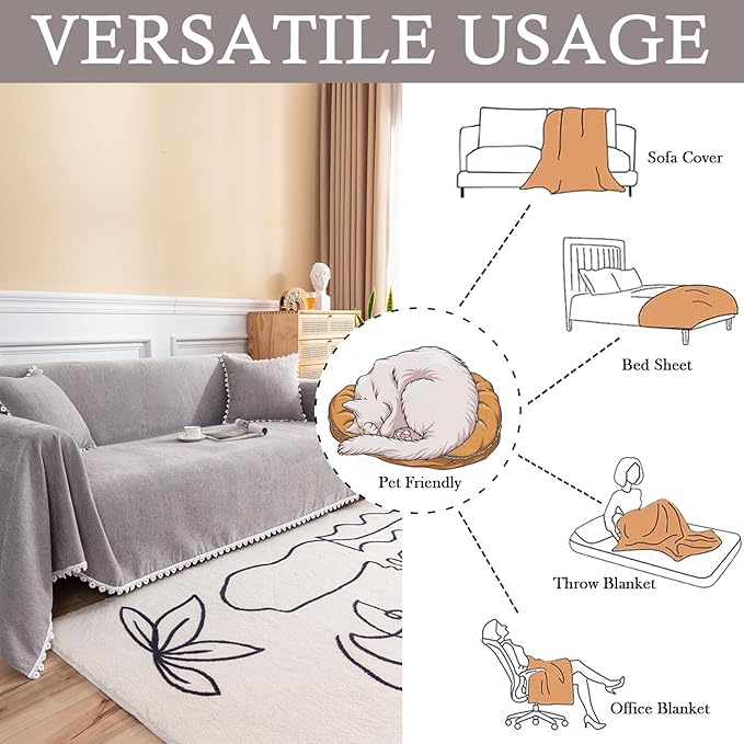 HANDONTIME Couch Cover for Dogs Grey Sectional Couch Covers for 3 Cushion Couch - Image 5