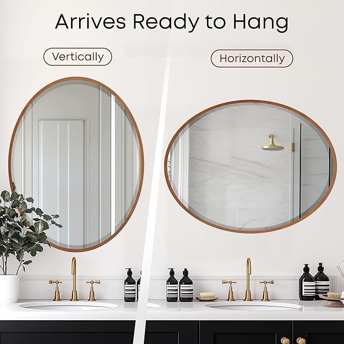 OVALCREST - Oval Wooden Beveled Wall Mirror - Image 4
