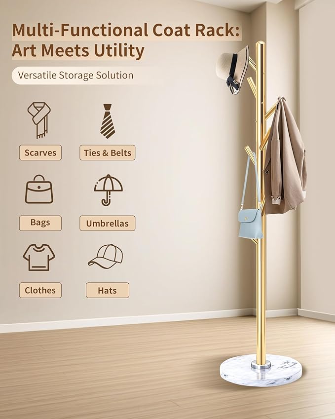 EZIVIEZ Modern Coat Rack Stand, Metal Freestanding Coat Rack - Image 5