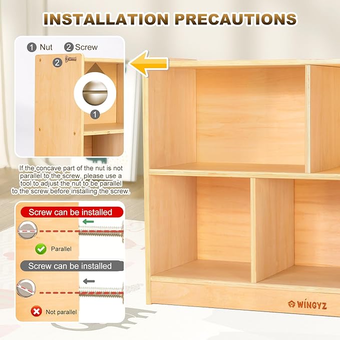 wingyz Wood Storage Shelf Organizer, 35.4" L, 5-Section Montessori Kids Toy & - Image 7