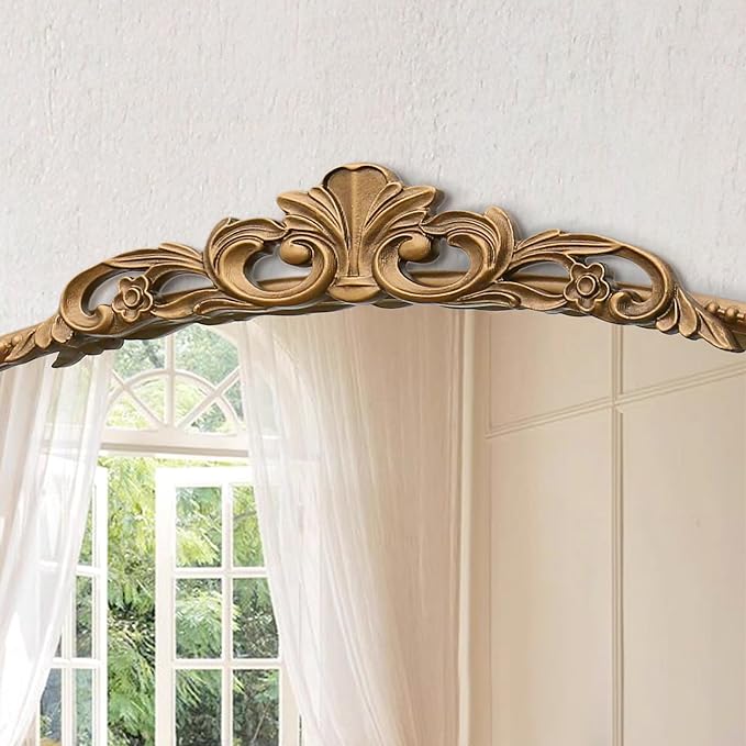 Micasso Gold Vintage Wall Mirror: 24"x 32" French Baroque Antique Arched Wall - Image 3