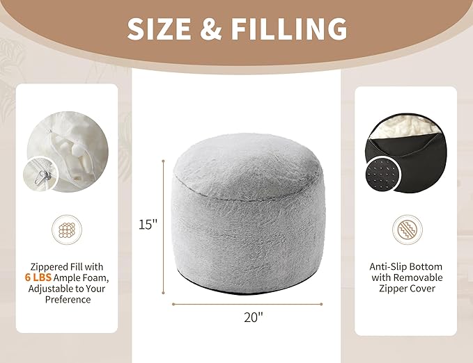 Boho Ottoman Living Room Furniture 20"x15" Large Round Ottomans Pouf Couch Foot - Image 2