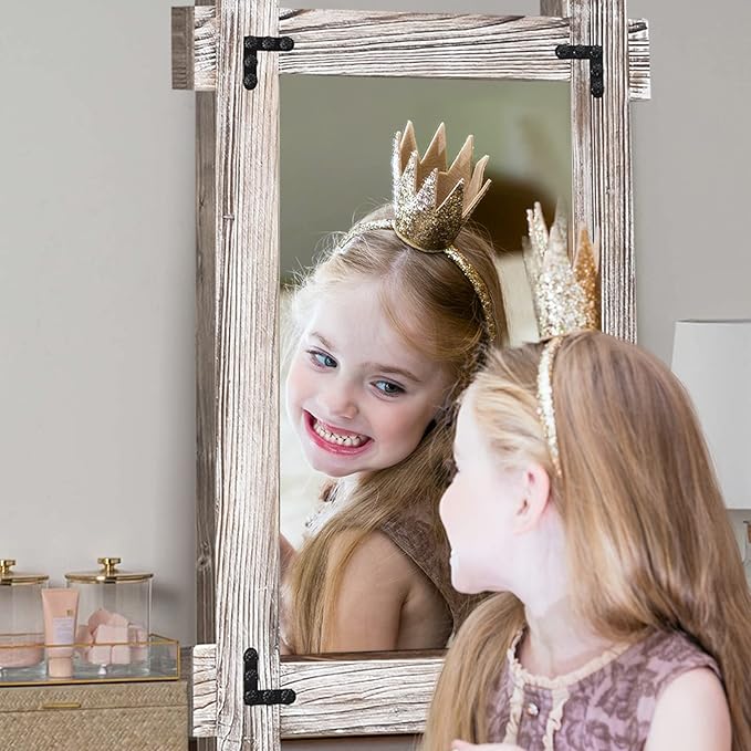 MeMoreCool Rustic Wood Framed Bathroom Mirror, Decorative Farmhouse Vanity - Image 6