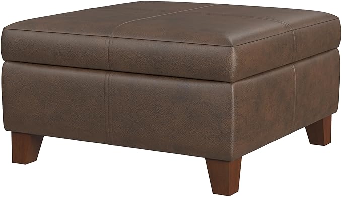 HomePop Home Decor |K2380-E910 | Luxury Large Faux Leather Square Storage by HomePop