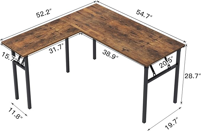 DlandHome Reversible L-Shaped Desk Large Corner Desk Folding Table Computer - Image 3