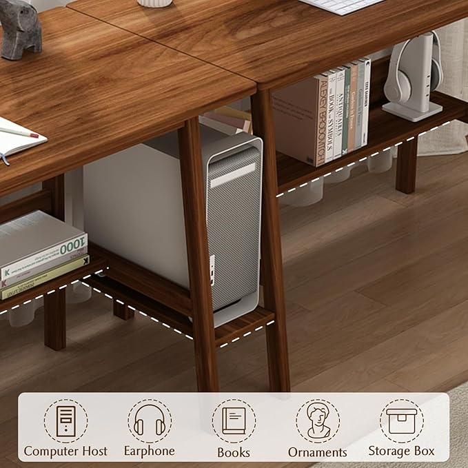 2-Person Writing Desk with Bookshelf - Image 3