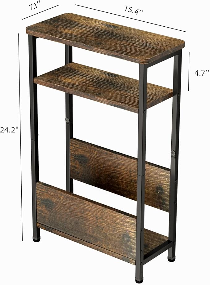 7.1" Narrow Side Table for Small Spaces, 3 Tier Small End Table - Image 3