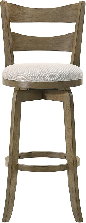 Armen Living Blair 26 in. Putty Brown Counter Height Rubberwood Swivel Barstool - Image 3