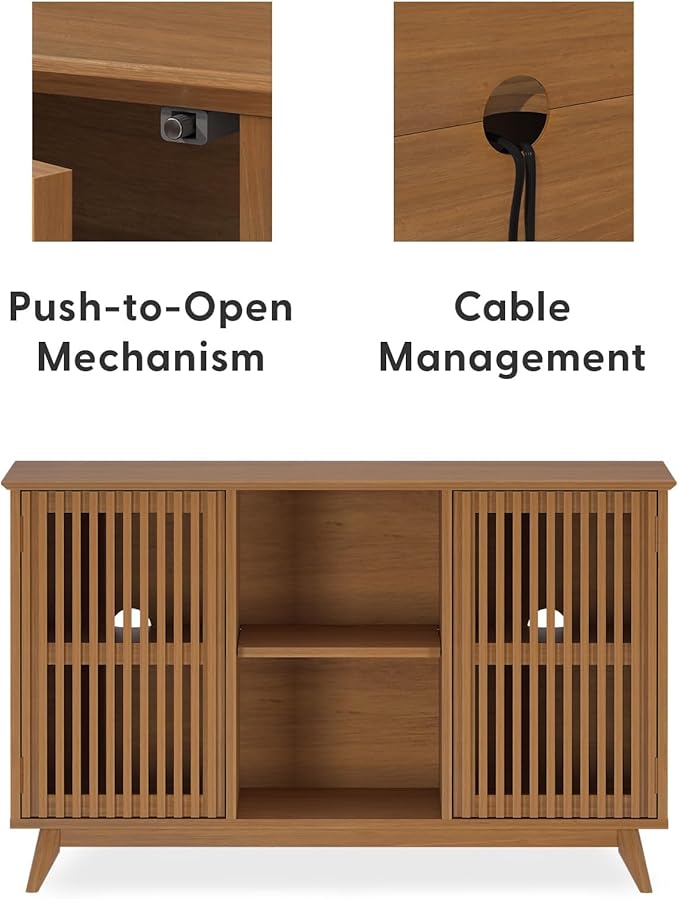 Plank+Beam Mid-Century Modern Wood TV Stand, Solid Wood Entertainment Console - Image 5