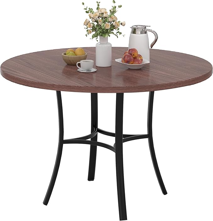 VECELO 36" Round Dining Table for 4, Wood Grain Dinette by VECELO