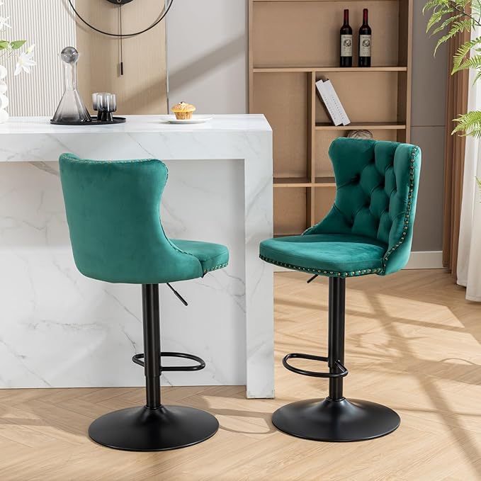 PacknWood Acosure Swivel Velvet Bar Stools Adjusatble Seat Height from 25-33" - Image 7
