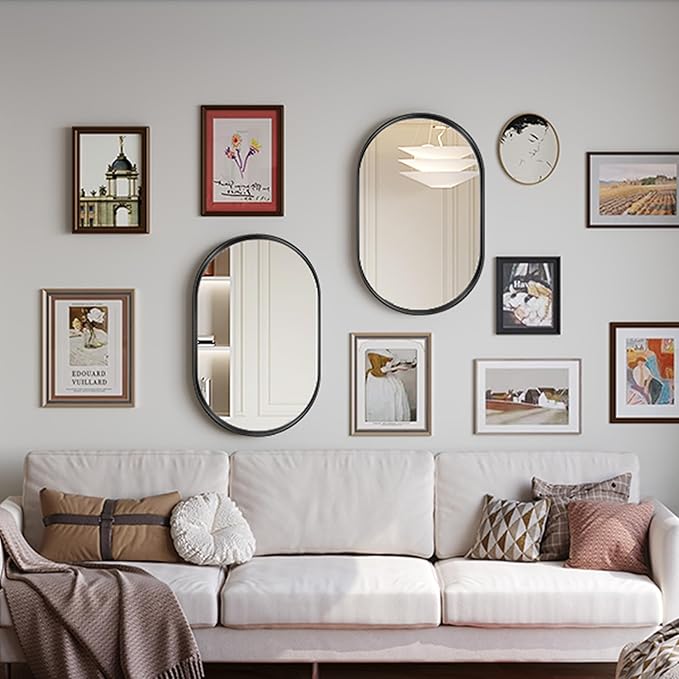 2 Pack Black Oval Mirrors - Image 4