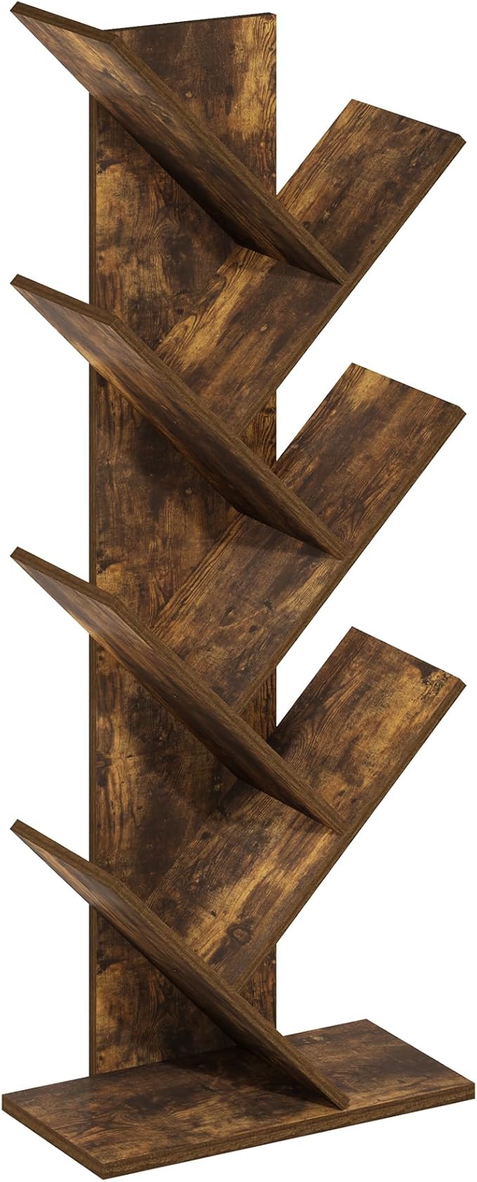 Furinno Tree Bookshelf 7-Tier Floor Standing Tree Bookcase, Amber Pine - Image 4