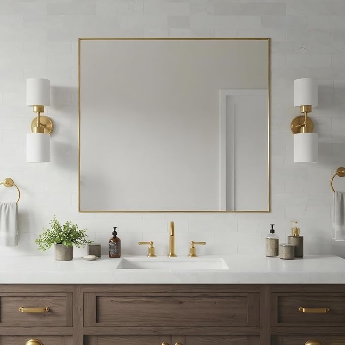 30x36 Inch Brass Bathroom Mirror - Image 3