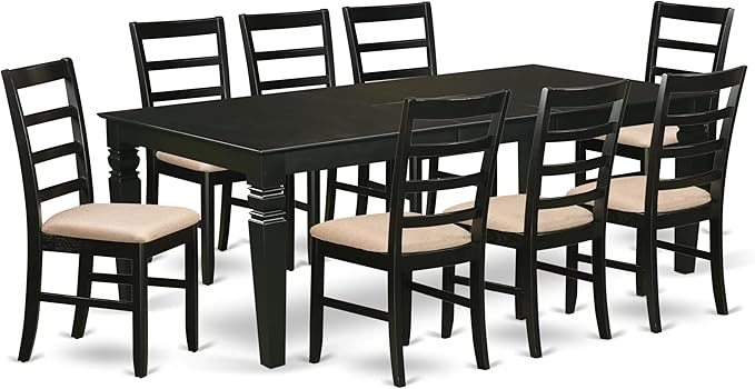 East West Furniture LGPF9-BLK-C 9 Piece Dining Set Includes a Rectangle Dining by EastWestFurniture