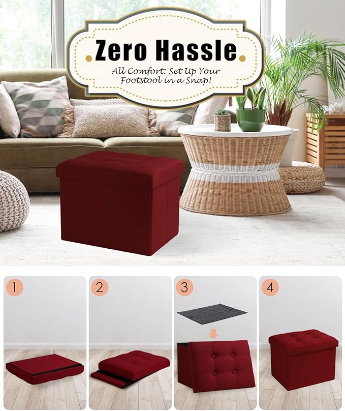 Ottoman Storage Ottoman Foot Rest Stool Foldable Bench - Image 4