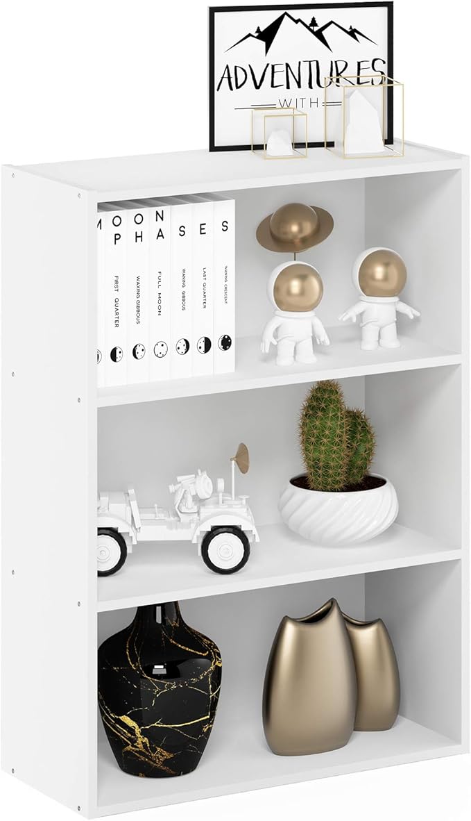 Furinno Pasir 3-Tier Open Shelf Bookcase, Plain White - Image 5