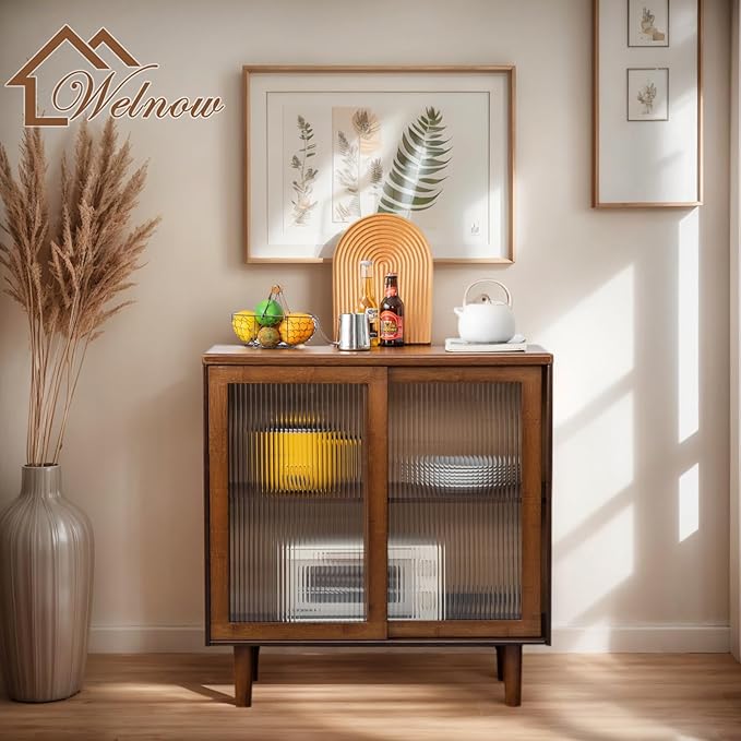 Welnow Buffet Cabinet, Bamboo Sideboard - Image 7