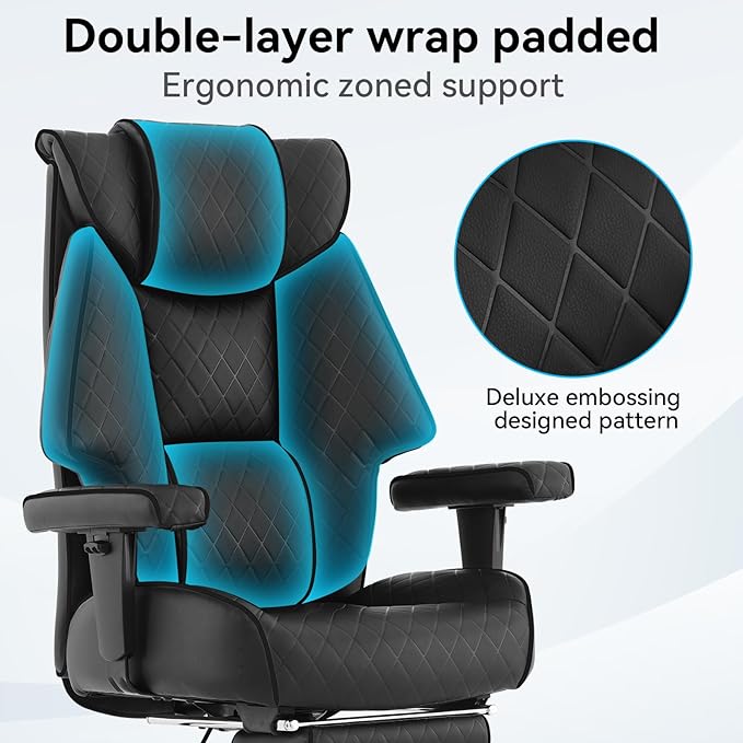 Big and Tall Office Chair with Footrest, PU Leather High Back Executive Office - Image 4