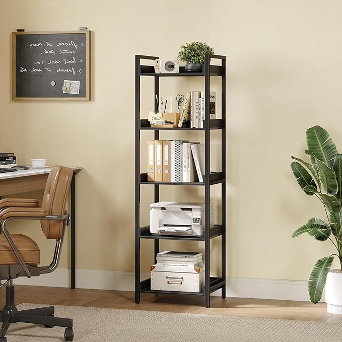 Rolanstar Bookshelf, 5-Tier Storage Rack, Narrow Corner Bookshelf, Display - Image 5