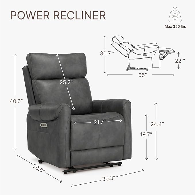 Leather Recliner Chair for Adults Wall Hugger RV Recliner - Image 3