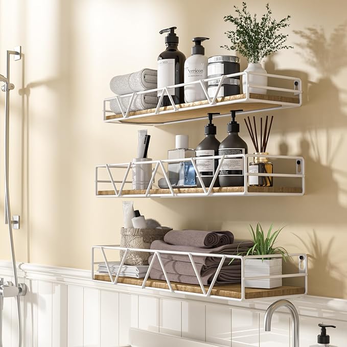 Floating Shelves Set of 3, Home Wood Wall Shelf, Farmhouse Shelf - Image 5