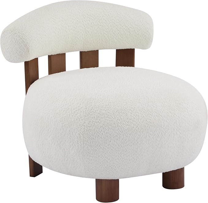 Christopher Knight Home Elvina Boucle Fabric Accent Chair, Solid Wood Single - Image 4