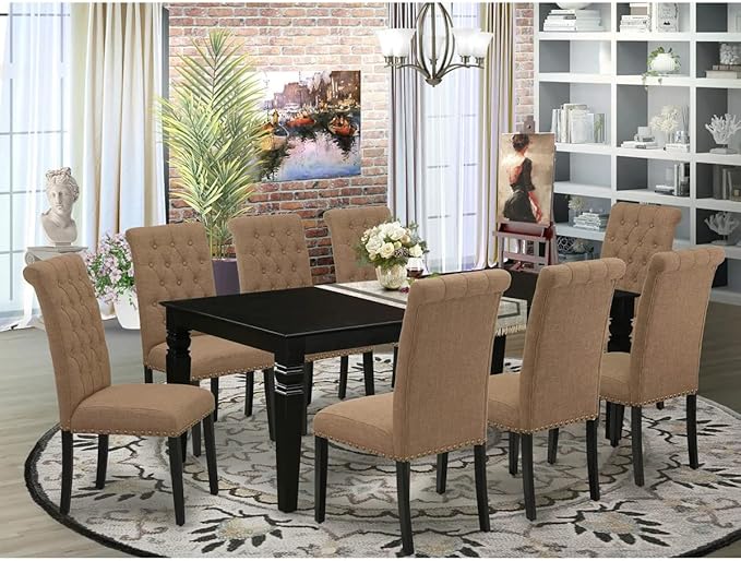 East West Furniture LGBR9-BLK-17 9 Piece Dining Room Table Set Includes a by EastWestFurniture