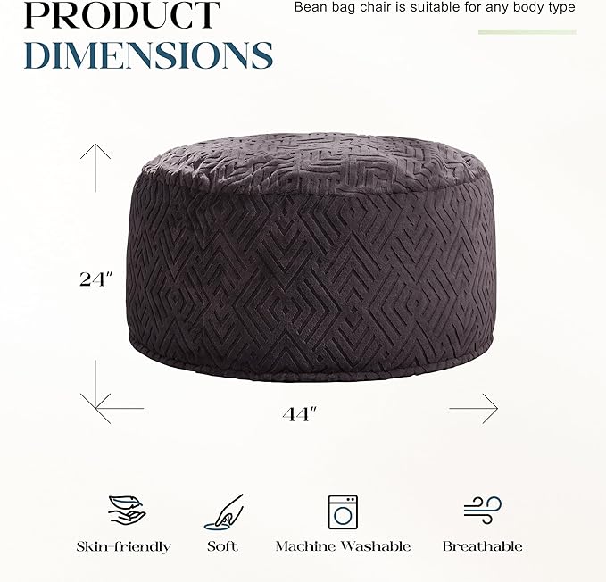 Hobestluk Bean Bag Chairs Adults Beanbag Chair - Image 2