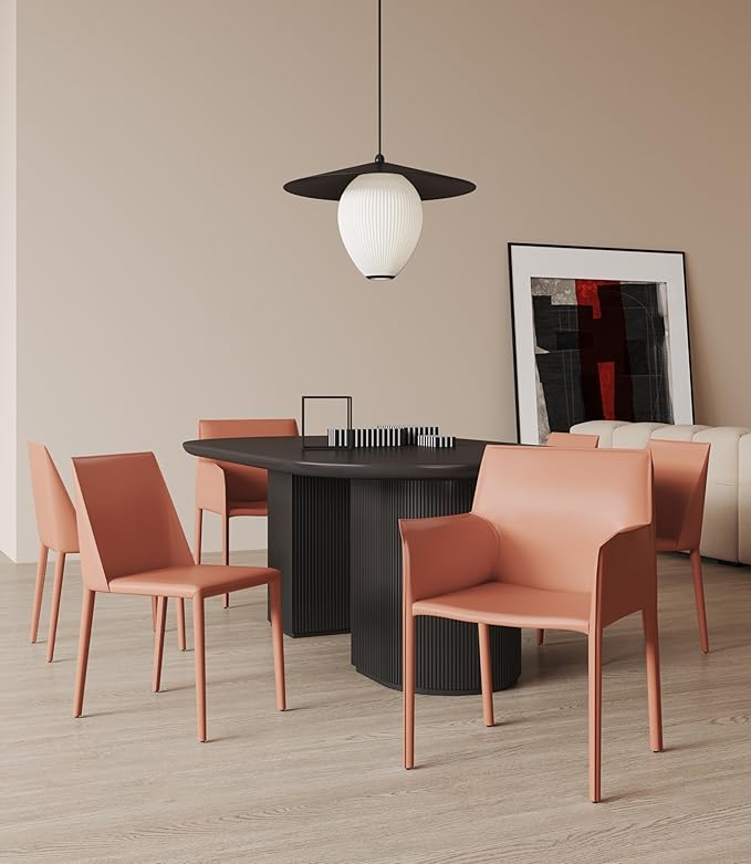Manhattan Comfort Paris Modern Saddle Leather Dining Chairs, Metal Frame - Image 2