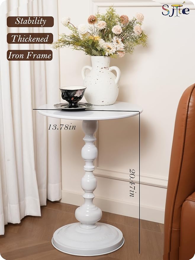 Side Table - 13.8" Round Small Accent Table - Elegant Matte-Finished End Tables - Image 3