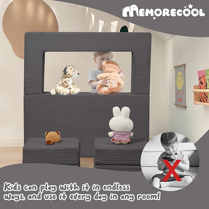 MeMoreCool Modular Kids Couch, Corduroy Play Toddler Couch - Image 5