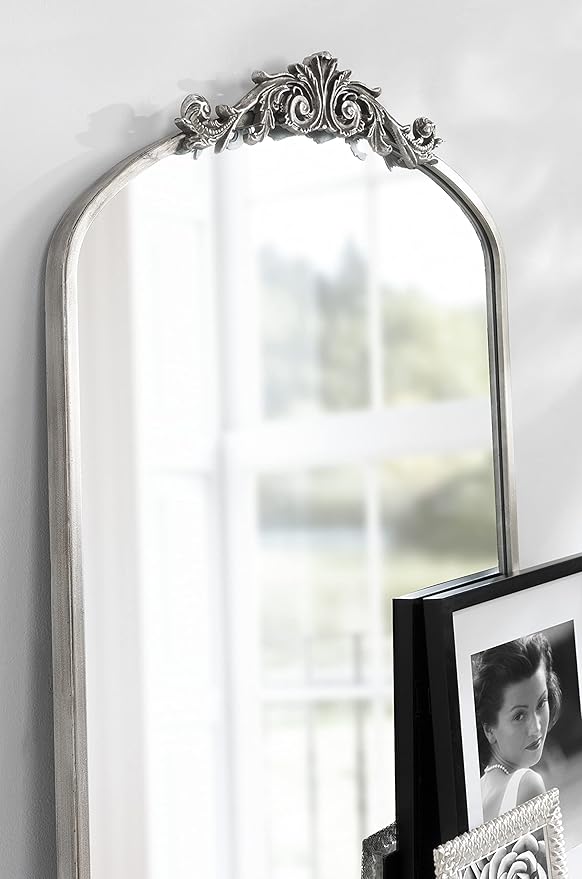 Kate and Laurel Arendahl Traditional Arch Mirror, 24 x 36, Antique Silver - Image 4