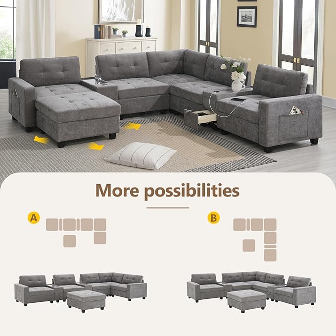 Merax 104 * 104" Chenille Sectional Couches - Image 7