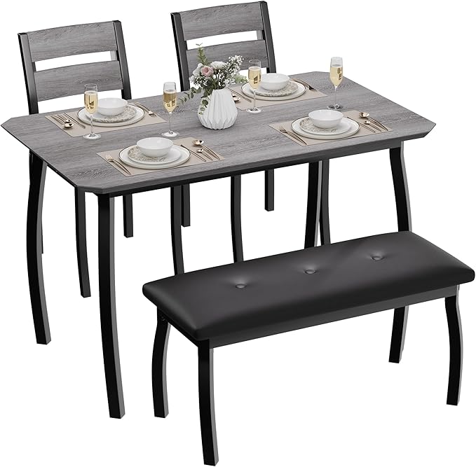 4 Piece Farmhouse Dining Table Set by SLEKVERSA